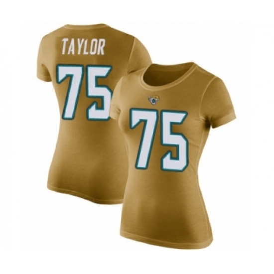 Football Women's Jacksonville Jaguars #75 Jawaan Taylor Gold Rush Pride Name & Number T-Shirt - ujerseystore