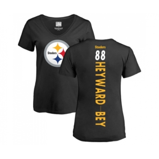 Football Women's Pittsburgh Steelers #88 Darrius Heyward-Bey Black Backer Slim Fit T-Shirt - ujerseystore