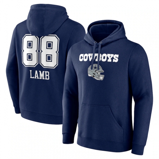 Men's Dallas Cowboys #88 CeeDee Lamb Navy Team Wordmark Player Name & Number Pullover Hoodie - ujerseystore