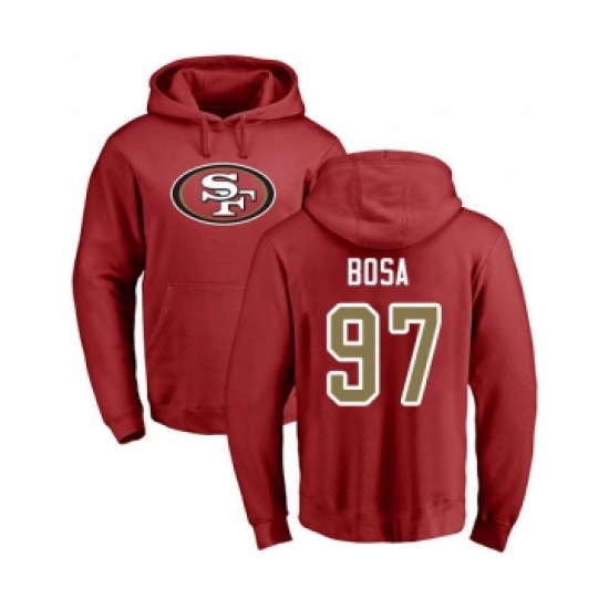 Football San Francisco 49ers #97 Nick Bosa Red Name & Number Logo Pullover Hoodie - ujerseystore