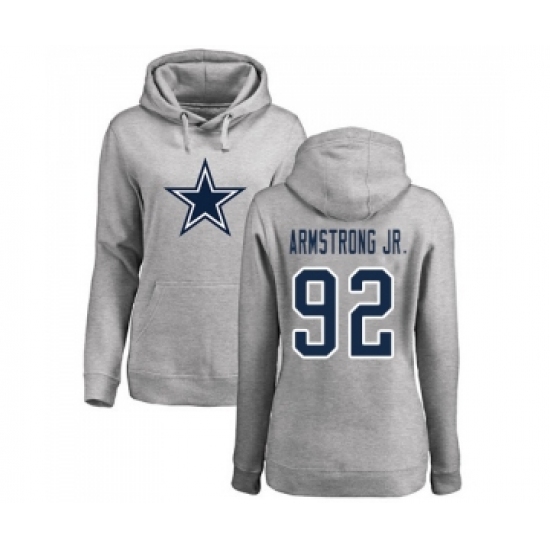 Football Women's Dallas Cowboys #92 Dorance Armstrong Jr. Ash Name & Number Logo Pullover Hoodie - ujerseystore
