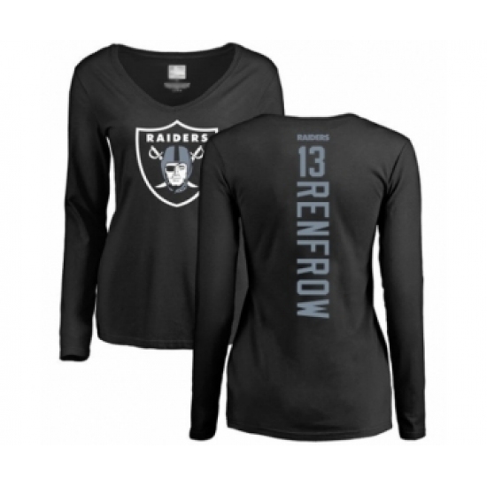 Football Women's Oakland Raiders #13 Hunter Renfrow Black Backer Long Sleeve T-Shirt - ujerseystore