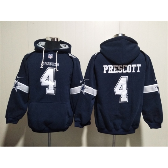Men's Dallas Cowboys #4 Dak Prescott Navy Ageless Must-Have Lace-Up Pullover Hoodie - ujerseystore