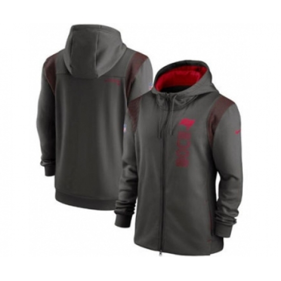 Men's Tampa Bay Buccaneers 2021 Pewter Sideline Team Performance Full-Zip Hoodie - ujerseystore
