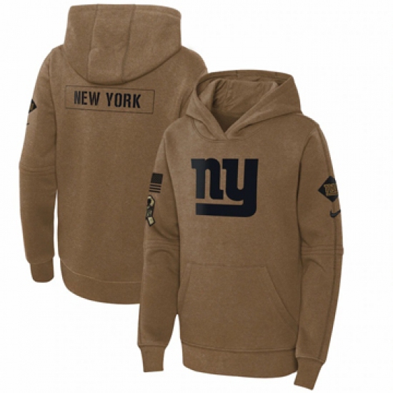 Youth New York Giants Nike Brown 2023 Salute to Service Club Fleece Pullover Hoodie - ujerseystore