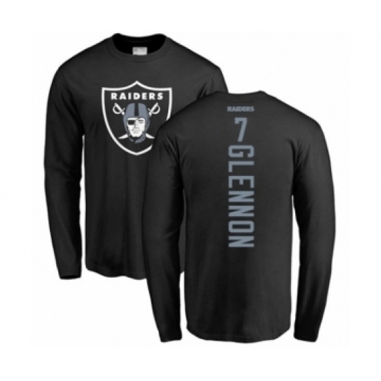 Football Oakland Raiders #7 Mike Glennon Black Backer Long Sleeve T-Shirt - ujerseystore