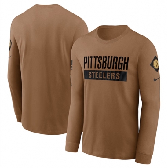 Men's Pittsburgh Steelers 2023 Brown Salute To Service Long Sleeve T Shirt - ujerseystore
