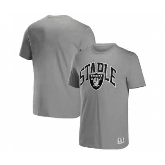 Men's Las Vegas Raiders x Staple Gray Logo Lockup T-Shirt - ujerseystore