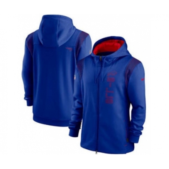 Men's Buffalo Bills 2021 Royal Sideline Team Performance Full-Zip Hoodie - ujerseystore