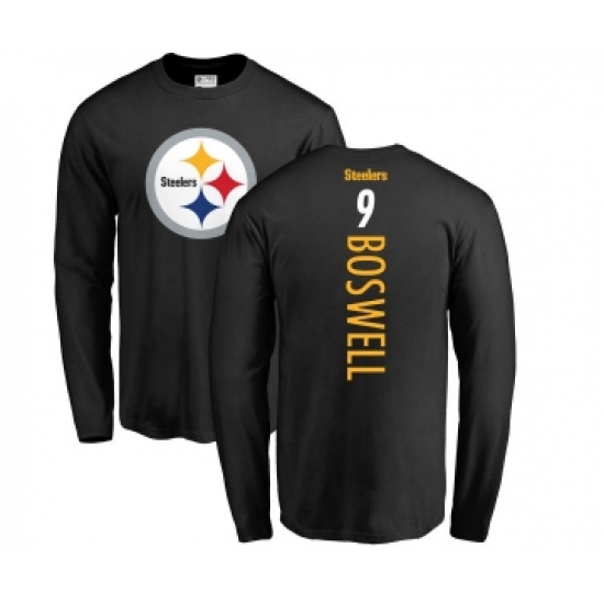 Football Pittsburgh Steelers #9 Chris Boswell Black Backer Long Sleeve T-Shirt - ujerseystore