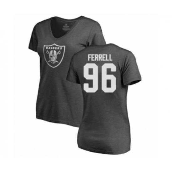 Football Women's Oakland Raiders #96 Clelin Ferrell Ash One Color T-Shirt - ujerseystore