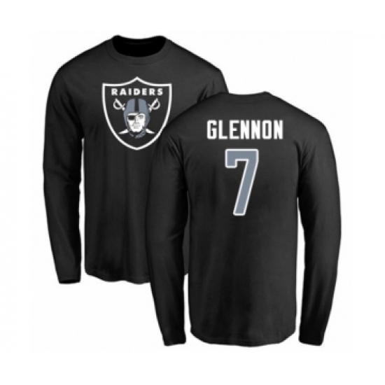 Football Oakland Raiders #7 Mike Glennon Black Name & Number Logo Long Sleeve T-Shirt - ujerseystore