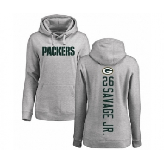 Football Women's Green Bay Packers #26 Darnell Savage Jr. Ash Backer Hoodie - ujerseystore