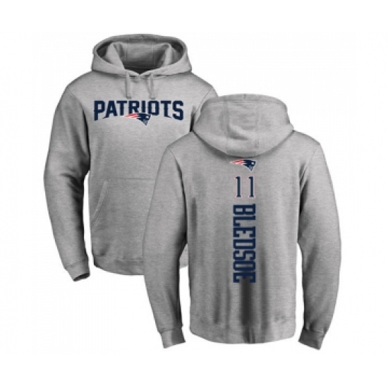 Football New England Patriots #11 Drew Bledsoe Ash Backer Pullover Hoodie - ujerseystore