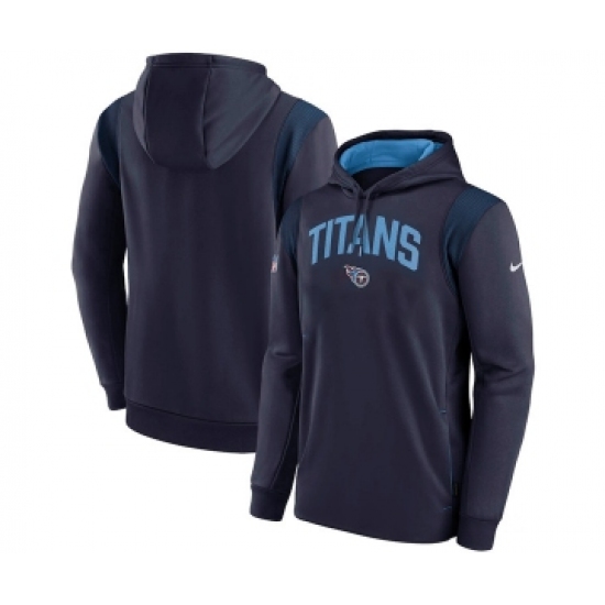 Mens Tennessee Titans Navy Sideline Stack Performance Pullover Hoodie - ujerseystore