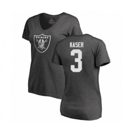 Football Women's Oakland Raiders #3 Drew Kaser Ash One Color T-Shirt - ujerseystore