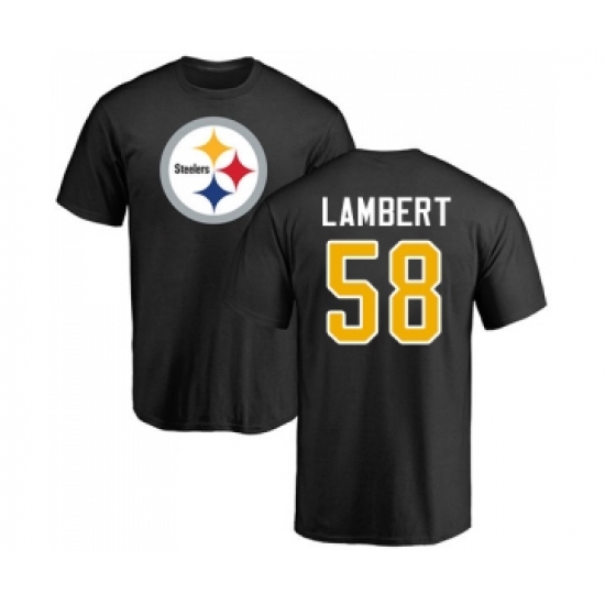 Football Pittsburgh Steelers #58 Jack Lambert Black Name & Number Logo T-Shirt - ujerseystore