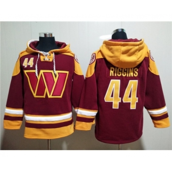 Men's Washington Commanders #44 John Riggins Burgundy Lace-Up Pullover Hoodie - ujerseystore