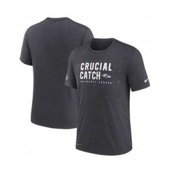 Men's Baltimore Ravens Charcoal 2021 Crucial Catch Performance T-Shirt - ujerseystore