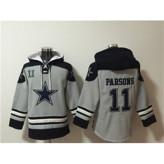 Men's Dallas Cowboys #11 Micah Parsons Gray Ageless Must-Have Lace-Up Pullover Hoodie - ujerseystore