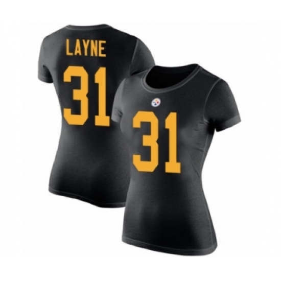 Women's Pittsburgh Steelers #31 Justin Layne Black Rush Pride Name & Number T-Shirt - ujerseystore
