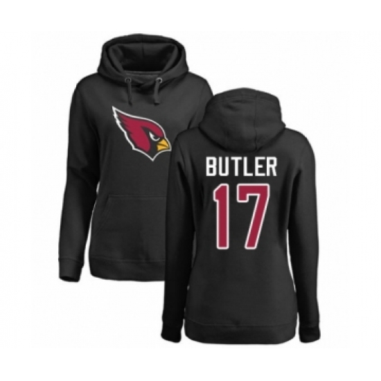 Football Women's Arizona Cardinals #17 Hakeem Butler Black Name & Number Logo Pullover Hoodie - ujerseystore