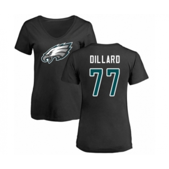 Women's Philadelphia Eagles #77 Andre Dillard Black Name & Number Logo Slim Fit T-Shirt - ujerseystore