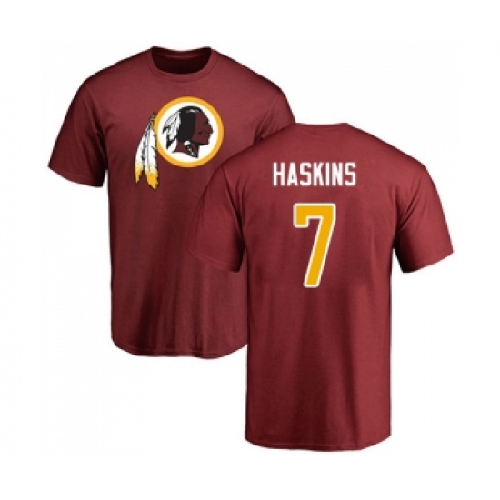 Football Washington Redskins #7 Dwayne Haskins Maroon Name & Number Logo T-Shirt - ujerseystore