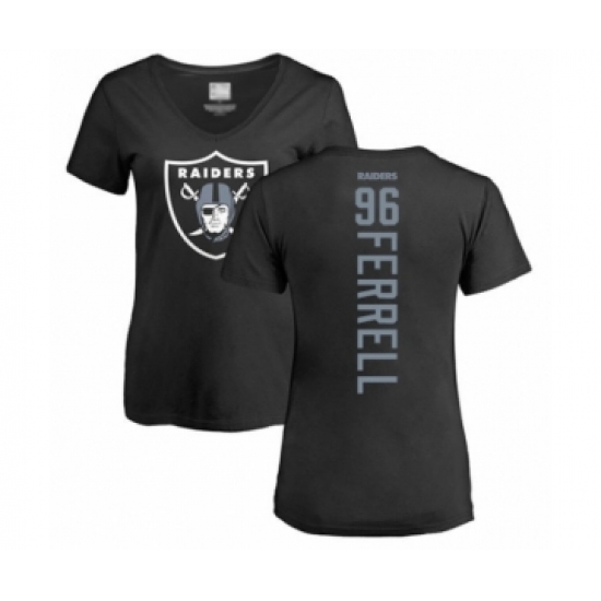 Football Women's Oakland Raiders #96 Clelin Ferrell Black Backer T-Shirt - ujerseystore
