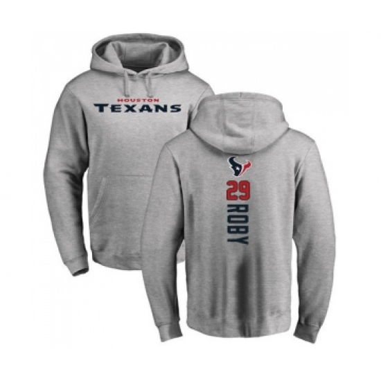 Football Houston Texans #29 Bradley Roby Ash Backer Pullover Hoodie - ujerseystore