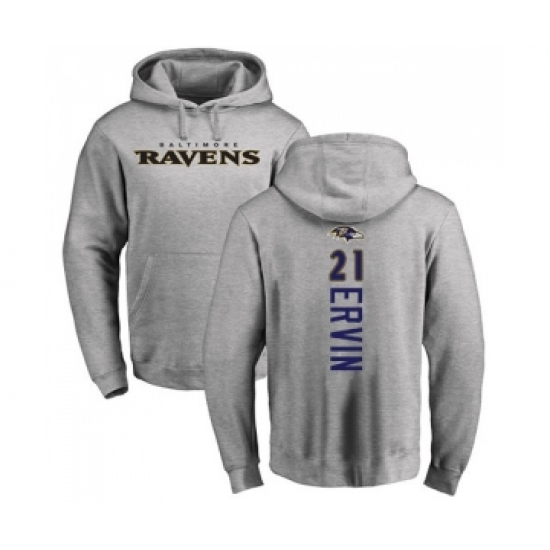 Football Baltimore Ravens #21 Tyler Ervin Ash Backer Pullover Hoodie - ujerseystore