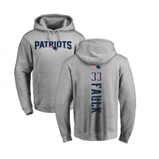 Football New England Patriots #33 Kevin Faulk Ash Backer Pullover Hoodie - ujerseystore