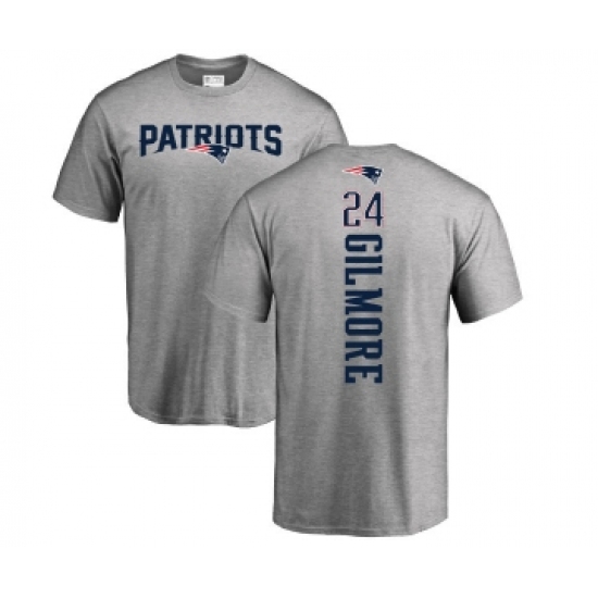 Football New England Patriots #24 Stephon Gilmore Ash Backer T-Shirt - ujerseystore