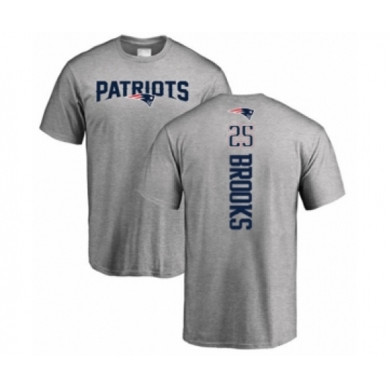 Football New England Patriots #25 Terrence Brooks Ash Backer T-Shirt - ujerseystore