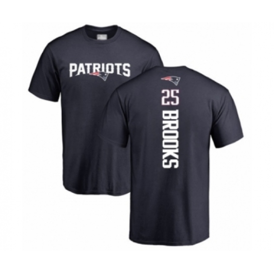Football New England Patriots #25 Terrence Brooks Navy Blue Backer T-Shirt - ujerseystore