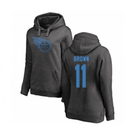 Football Women's Tennessee Titans #11 A.J. Brown Ash One Color Pullover Hoodie - ujerseystore