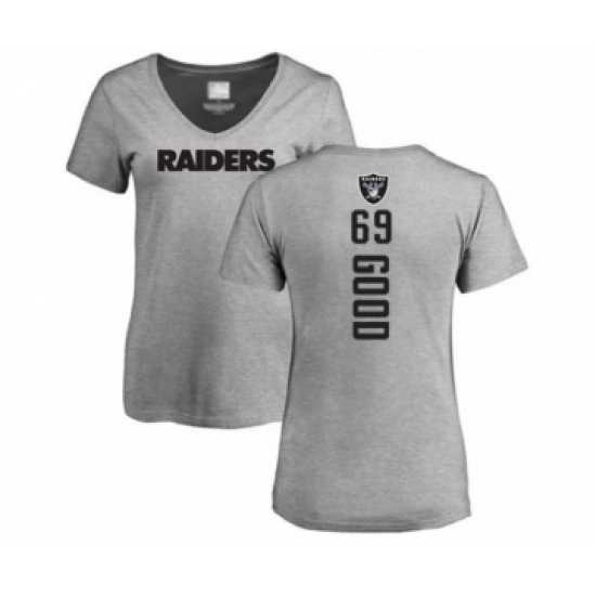 Football Women's Oakland Raiders #69 Denzelle Good Ash Backer T-Shirt - ujerseystore