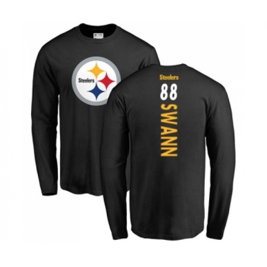 Football Pittsburgh Steelers #88 Lynn Swann Black Backer Long Sleeve T-Shirt - ujerseystore