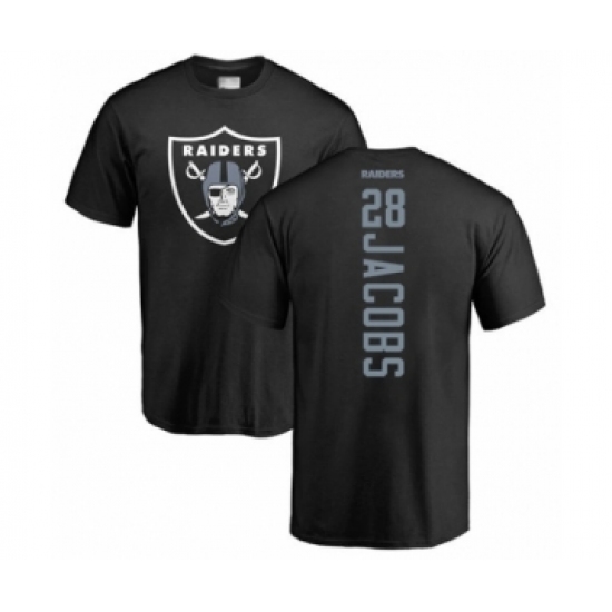 Football Oakland Raiders #28 Josh Jacobs Black Backer T-Shirt - ujerseystore