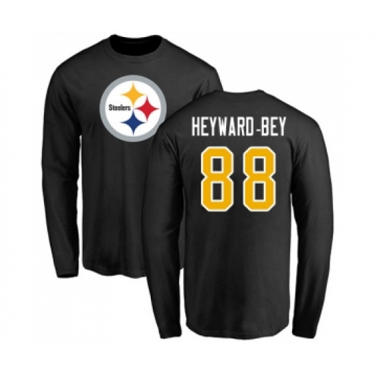 Football Pittsburgh Steelers #88 Darrius Heyward-Bey Black Name & Number Logo Long Sleeve T-Shirt - ujerseystore