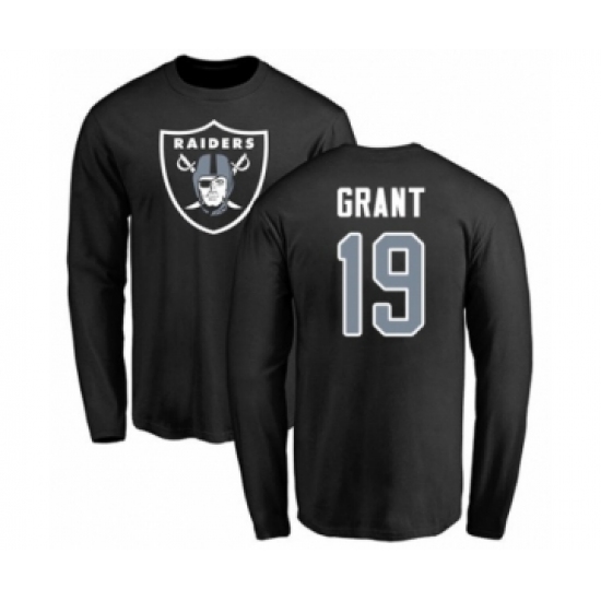 Football Oakland Raiders #19 Ryan Grant Black Name & Number Logo Long Sleeve T-Shirt - ujerseystore