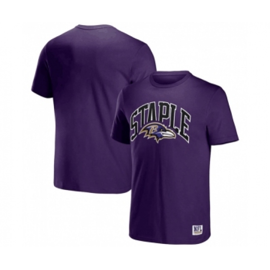 Men's Baltimore Ravens x Staple Purple Logo Lockup T-Shirt - ujerseystore