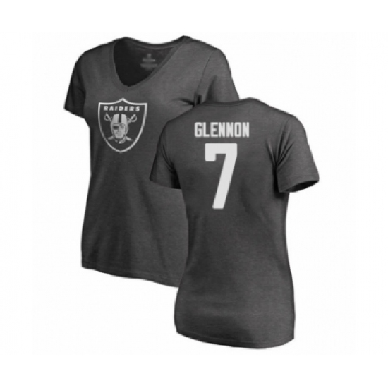 Football Women's Oakland Raiders #7 Mike Glennon Ash One Color T-Shirt - ujerseystore