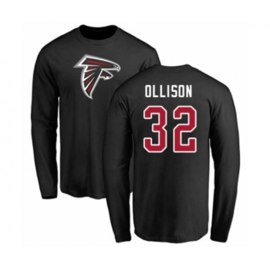 Football Atlanta Falcons #32 Qadree Ollison Black Name & Number Logo Long Sleeve T-Shirt - ujerseystore