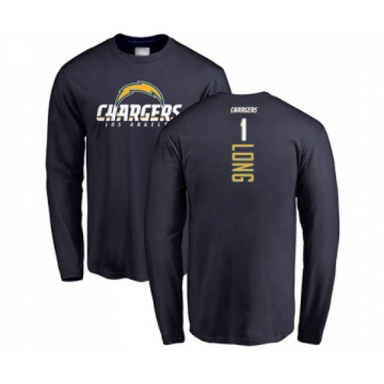Football Los Angeles Chargers #1 Ty Long Navy Blue Backer Long Sleeve T-Shirt - ujerseystore