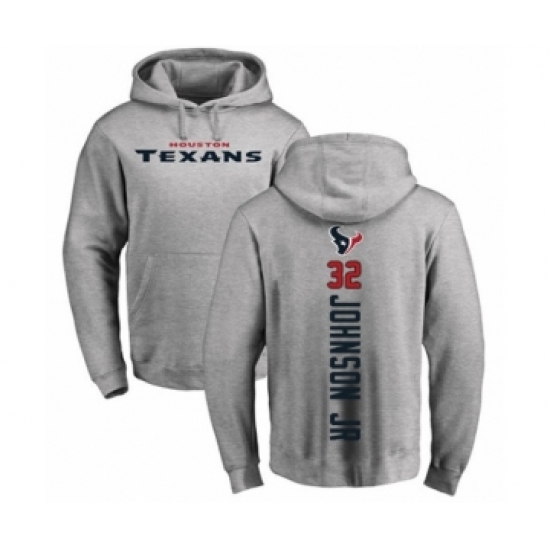 Football Houston Texans #32 Lonnie Johnson Ash Backer Pullover Hoodie - ujerseystore