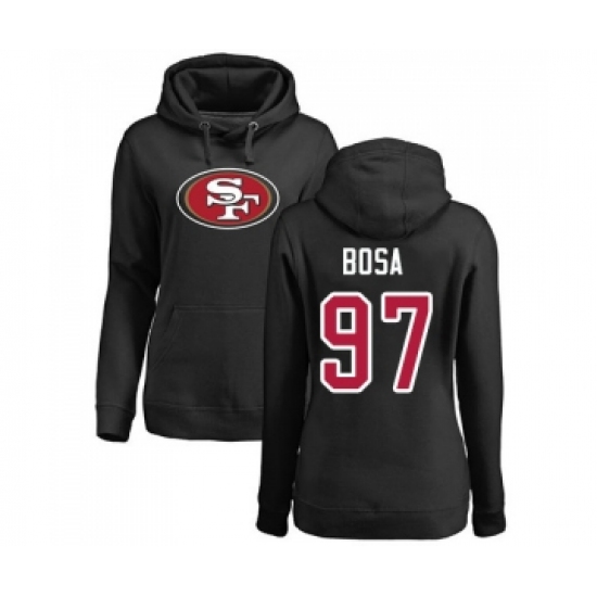 Football Women's San Francisco 49ers #97 Nick Bosa Black Name & Number Logo Pullover Hoodie - ujerseystore
