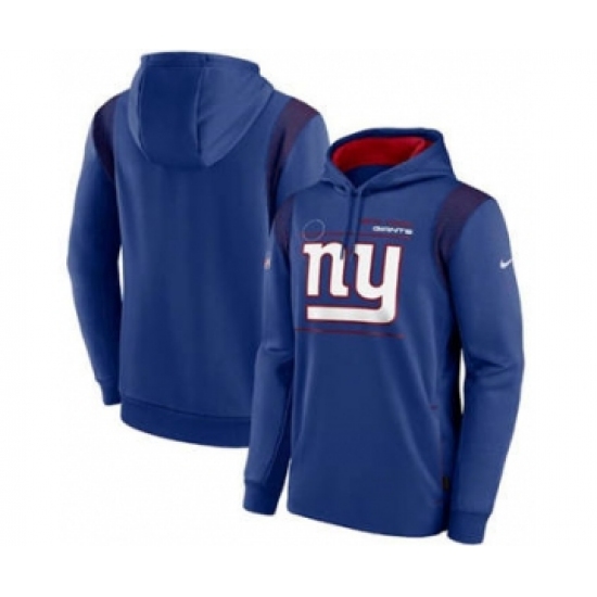Men's New York Giants 2021 Royal Sideline Logo Performance Pullover Hoodie - ujerseystore