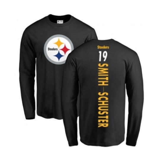 Football Pittsburgh Steelers #19 JuJu Smith-Schuster Black Backer Long Sleeve T-Shirt - ujerseystore