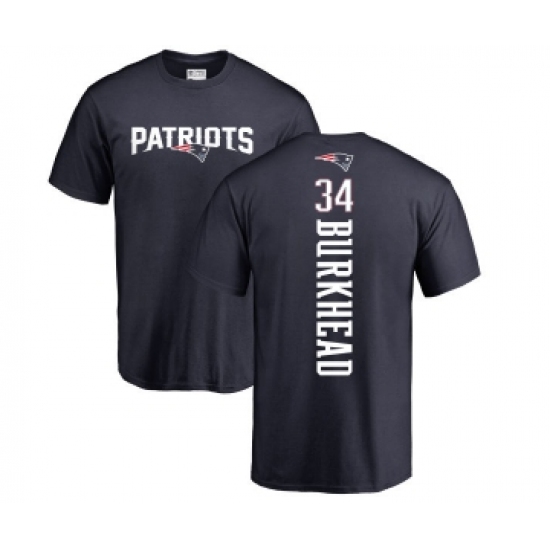 Football New England Patriots #34 Rex Burkhead Navy Blue Backer T-Shirt - ujerseystore